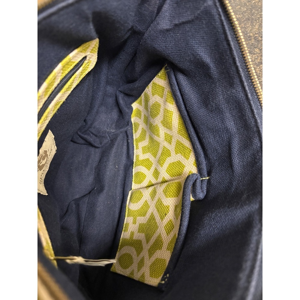 Spartina 449 Heyward Dixie Hobo Bag Lime Green White Geometric Leather Tan Strap - Picture 3 of 11